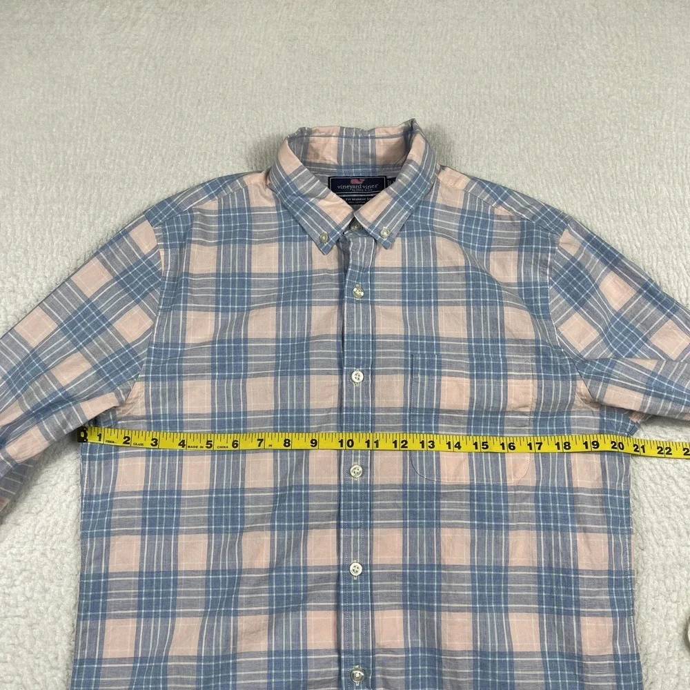 Vineyard‎ Vines Shirt Mens Medium Slim Fit Blue Pink Preppy Workwear Office Job